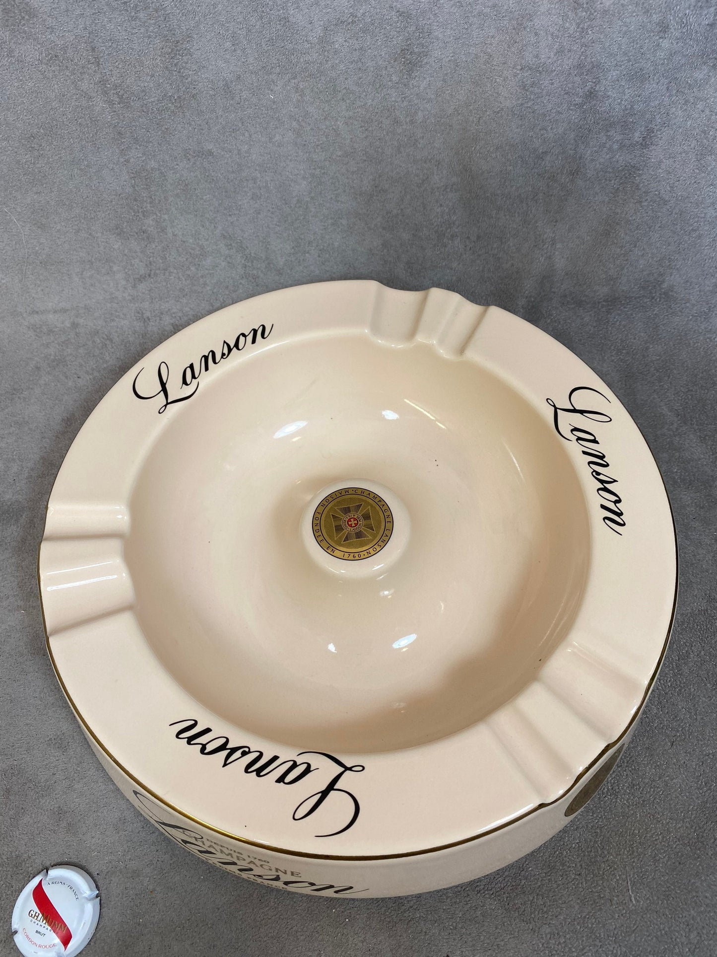 RARE Cendrier Lanson XXL en porcelaine Made in France Années 1960