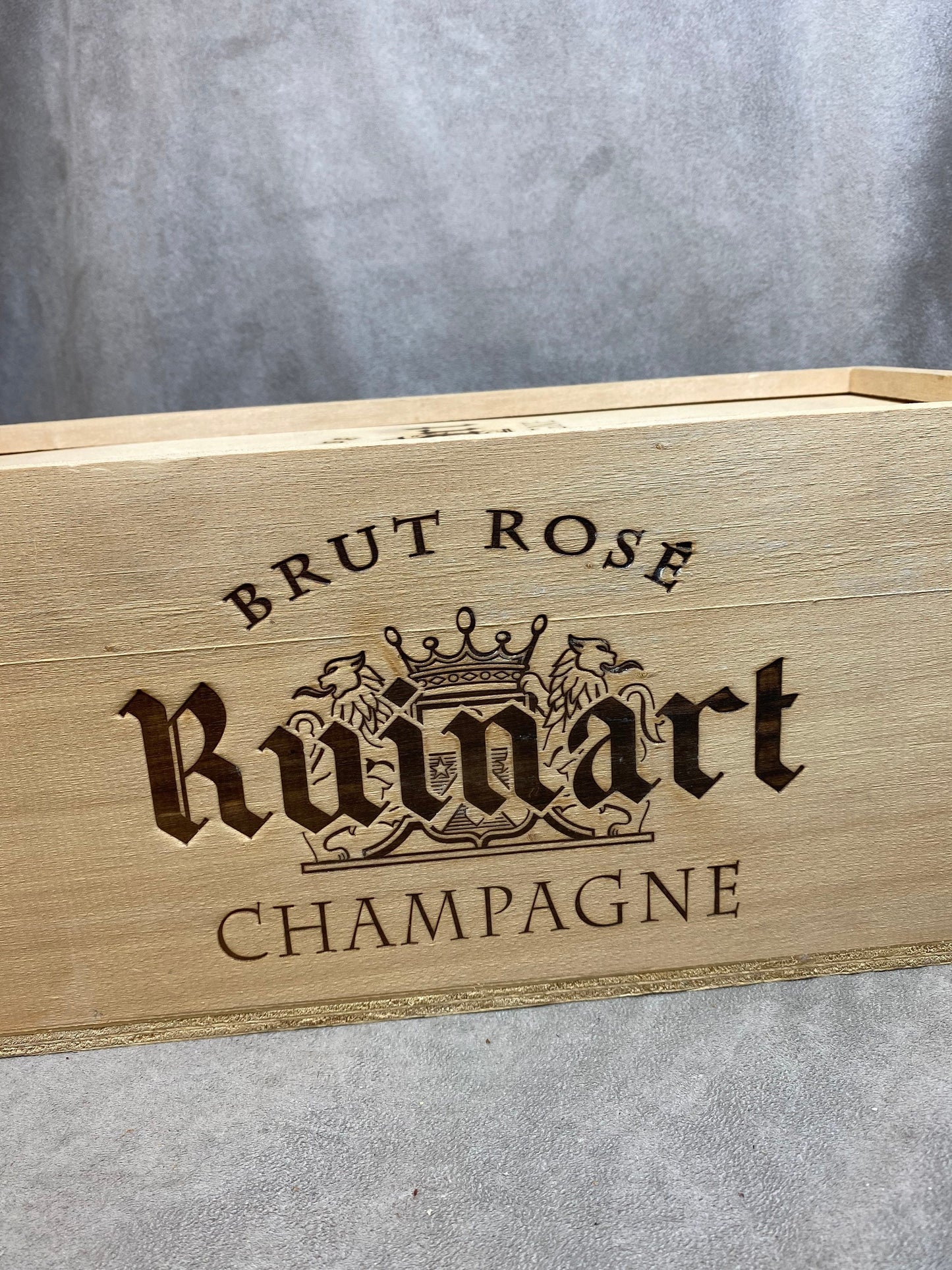 Ruinart Brut Rosé Champagne Wooden Case Made in France 1980s