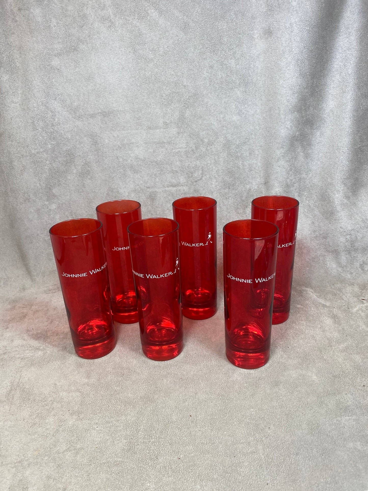 Set of 6 vintage Johnnie Walker whisky glasses in glass Made in France