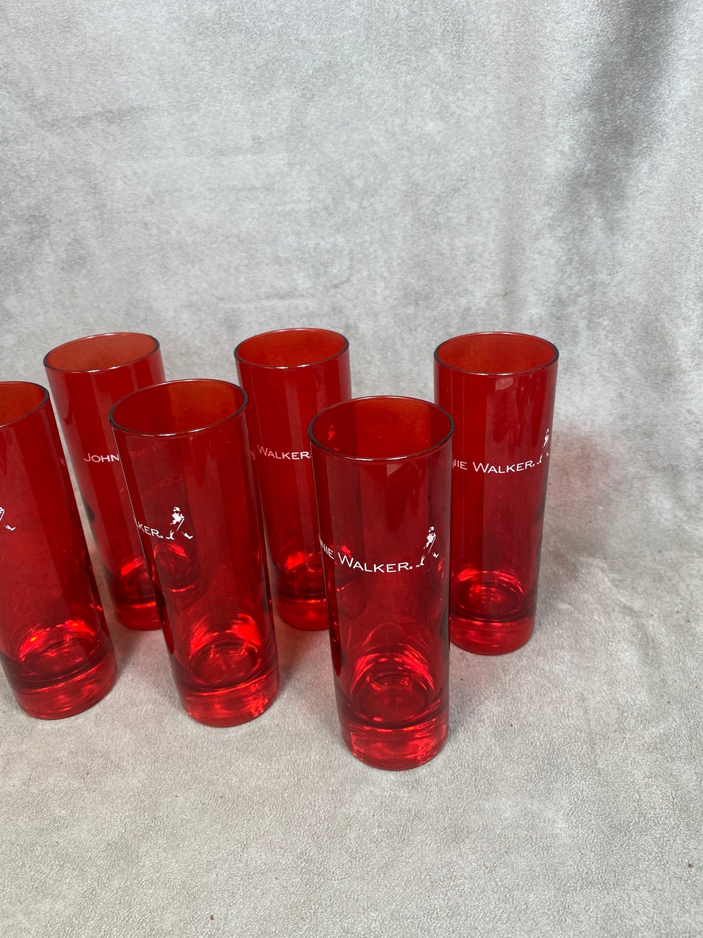 Set of 6 vintage Johnnie Walker whisky glasses in glass Made in France