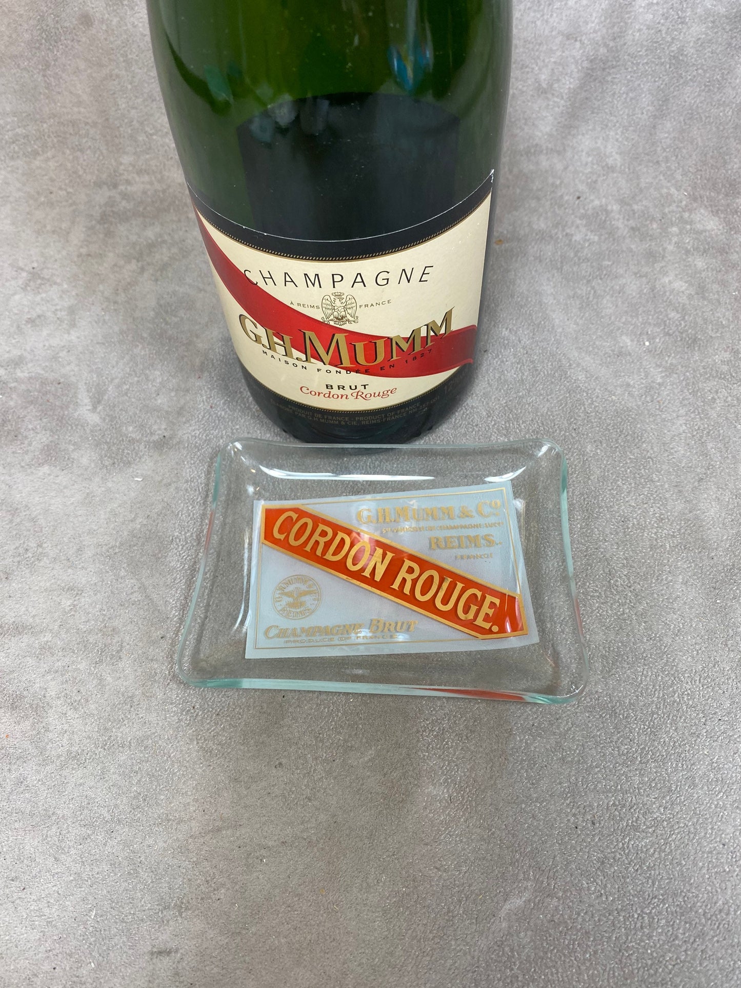 MUMM Champagne ashtray in vintage glass Made in France