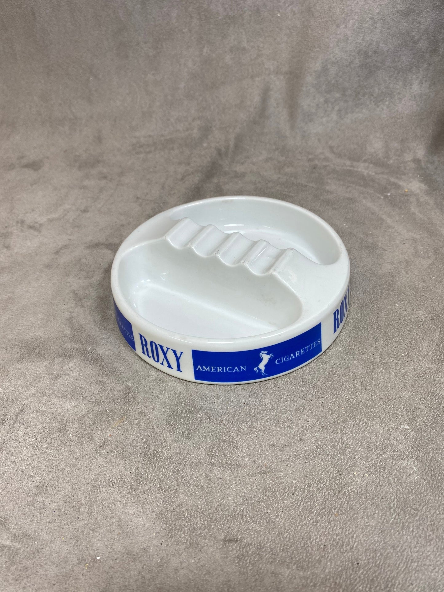 Porcelain Advertising Ashtray, Roxy American Cigarettes, by Mosa Maastricht, Made in Netherlands, Vintage 1980