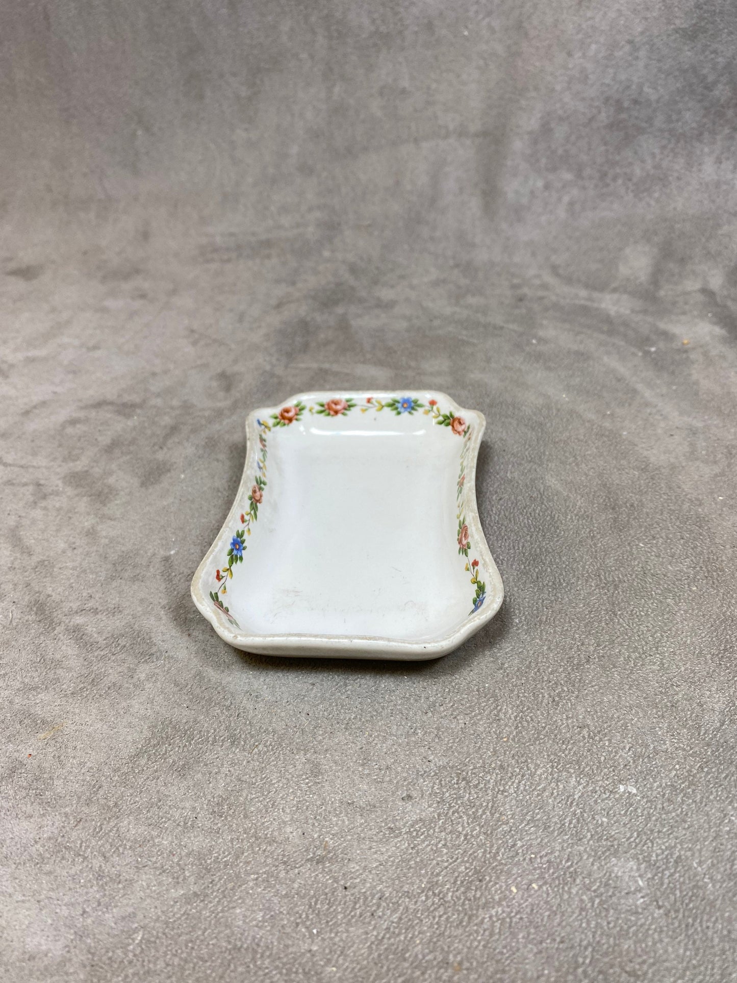 Earthenware ashtray with flower pattern, Made in France, Vintage 1970