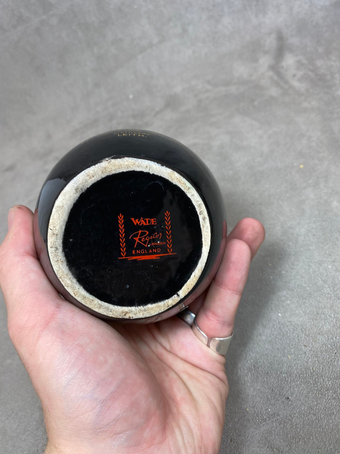 Vintage black VAT 69 ceramic advertising jug Made in England 1980s