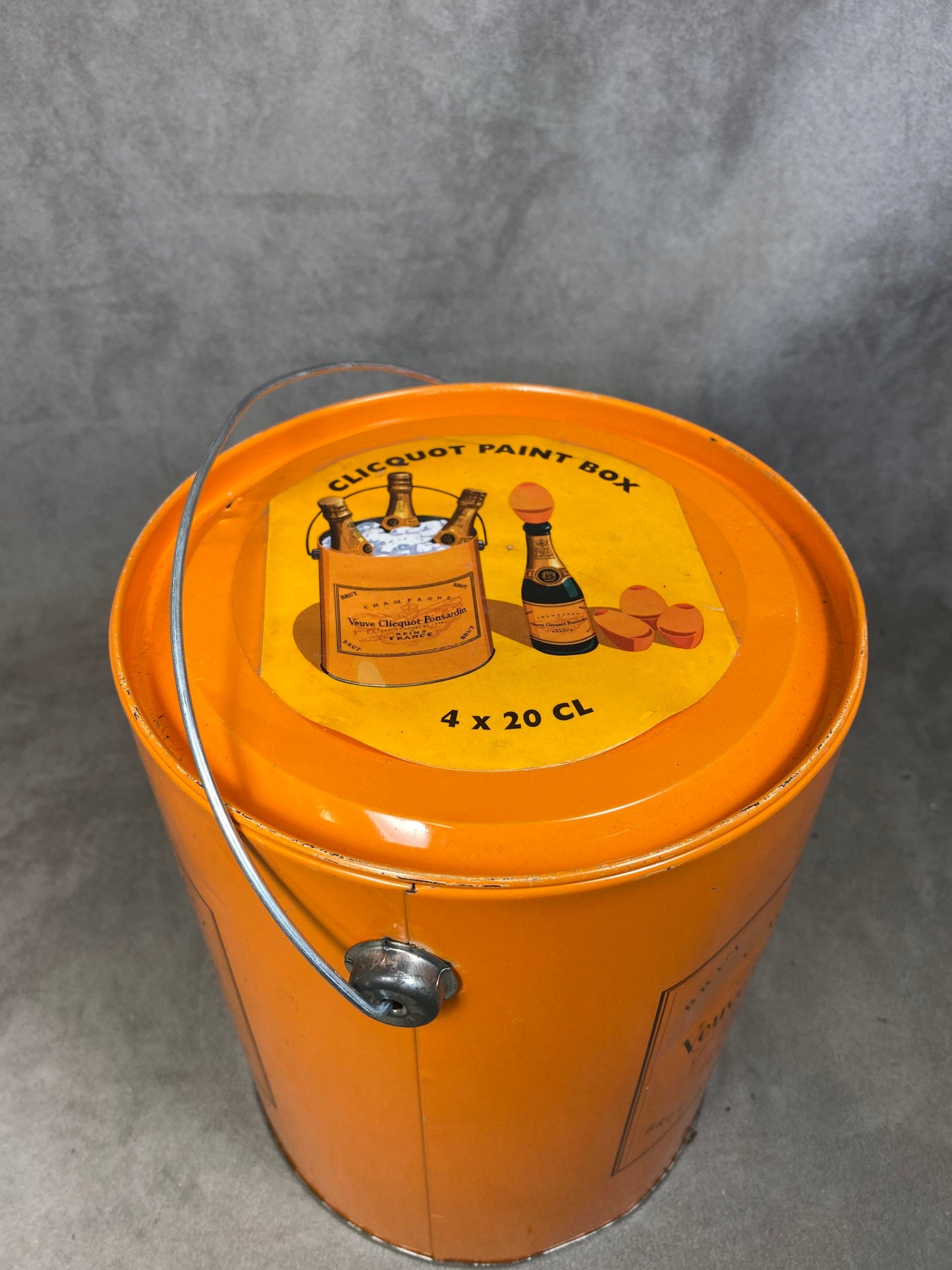 Veuve Clicquot orange metal box vintage 1990s