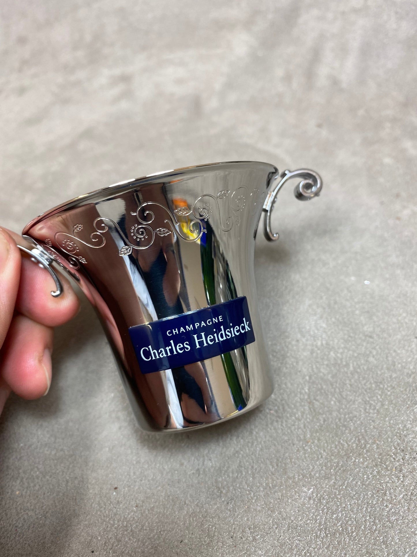 RARE Beautiful Vintage Charles Heidsieck Limited Edition Stainless Steel Miniature Champagne Bucket 1980s