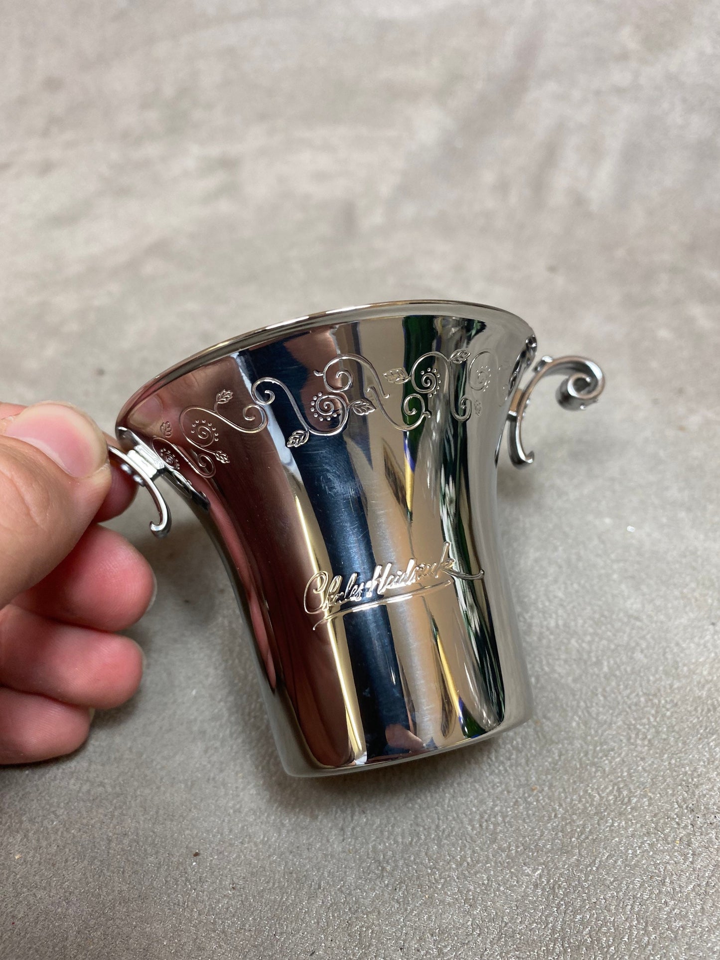 RARE Beautiful Vintage Charles Heidsieck Limited Edition Stainless Steel Miniature Champagne Bucket 1980s