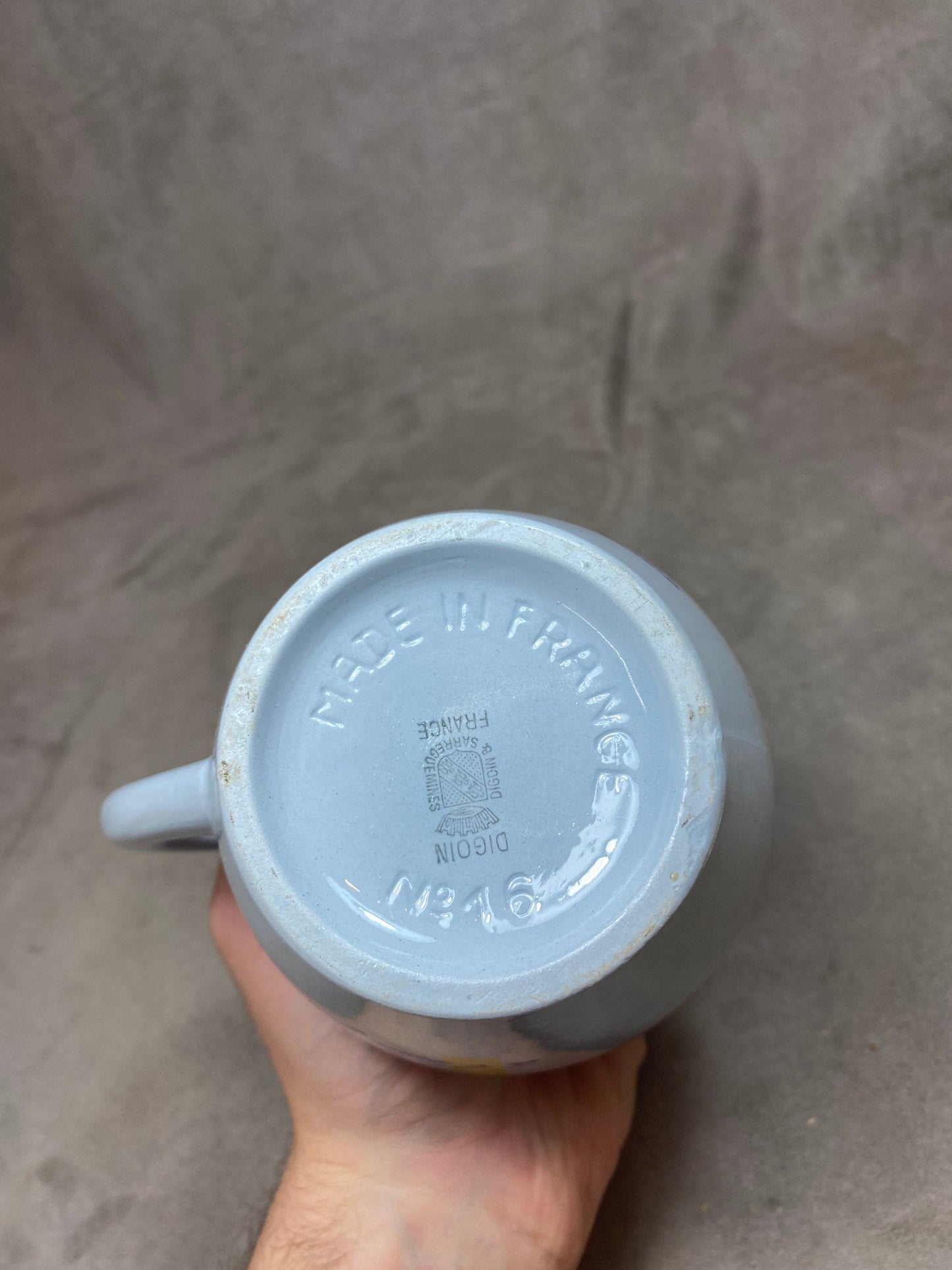 Marie Brizard Vintage Blue Ceramic Water Jug Made in France