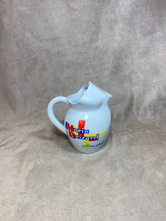 Marie Brizard Vintage Blue Ceramic Water Jug Made in France
