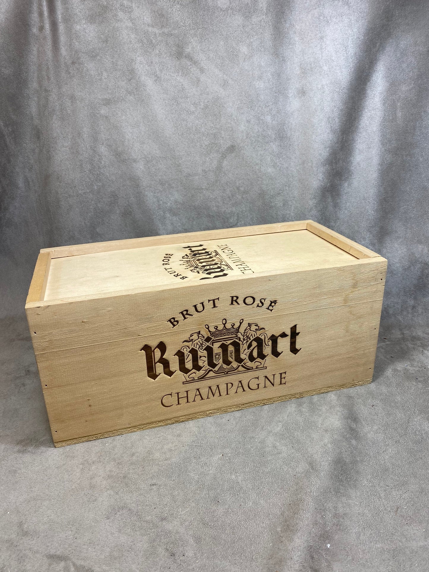 Ruinart Brut Rosé Champagne Wooden Case Made in France 1980s