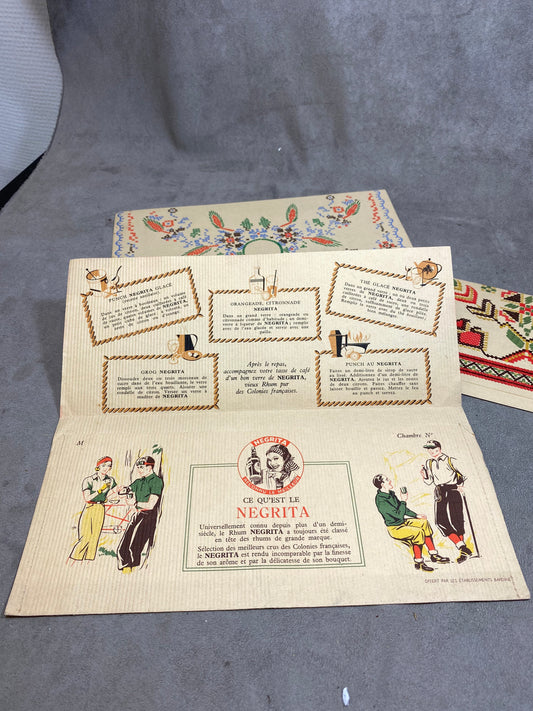 Lot de 3 enveloppes d'hôtel publicitaires Rhum NEGRITA Made in France Vintage 1970