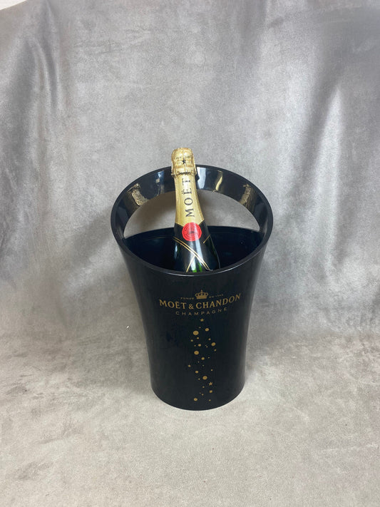Seau à champagne en plastique noir Möet & Chandon vintage Jean-Marc Gady design