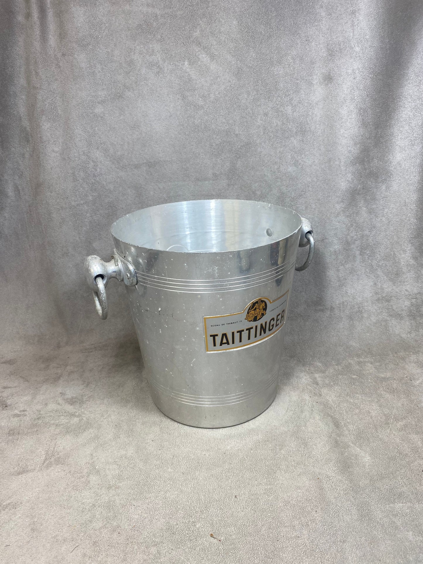 Seau à champagne Taittinger en métal  vintage Made in France