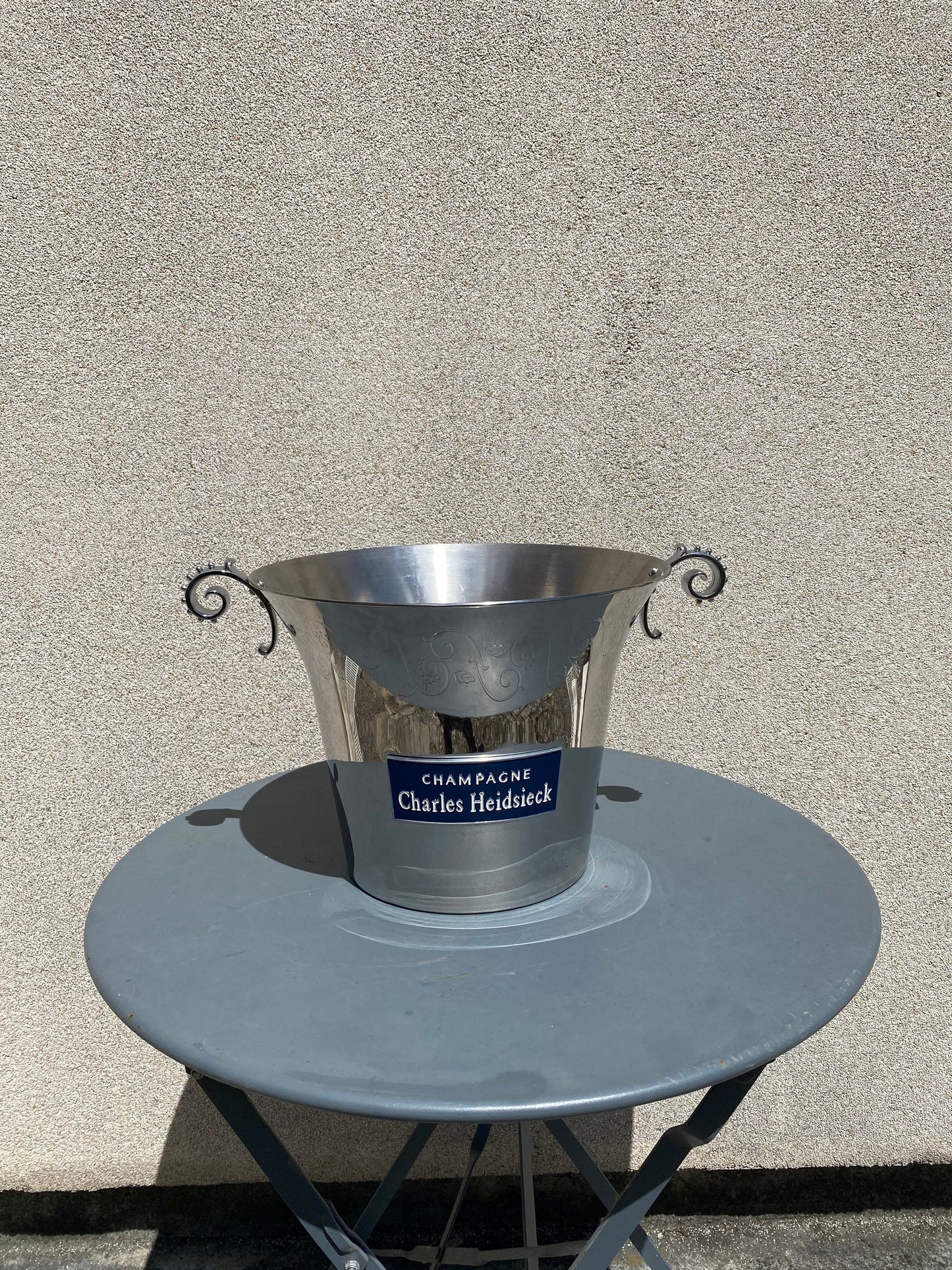 RARE Magnificent vintage Charles Heidsieck limited edition stainless steel champagne bucket 1980s