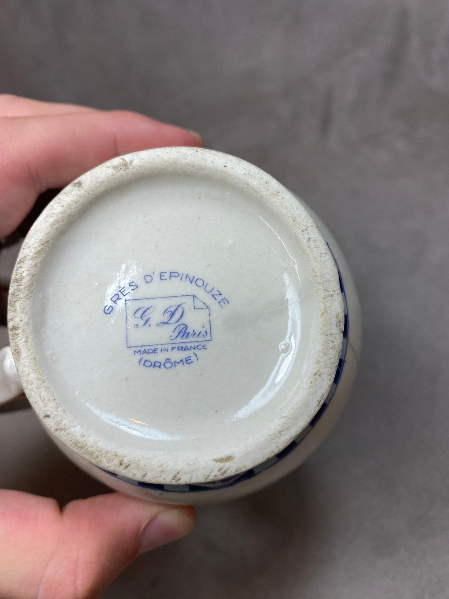 Lustucru advertising pitcher by Georges Dreyfus, old ceramic Made in France