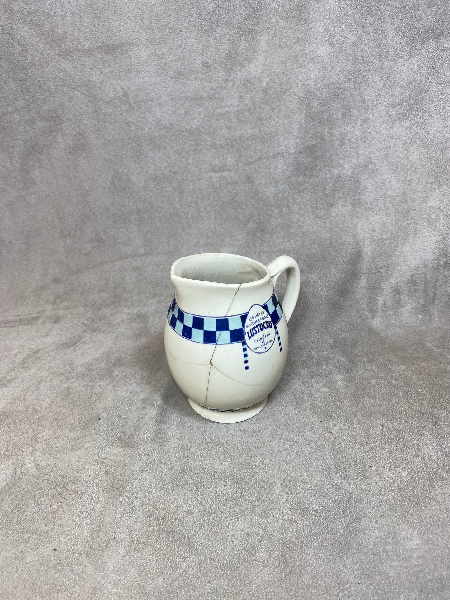 Lustucru advertising pitcher by Georges Dreyfus, old ceramic Made in France