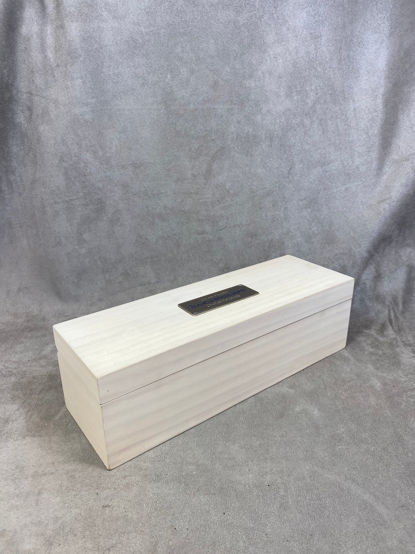 Wooden box for bottles of Charles Heidsieck Blanc des Millénaires champagne Made in France 1980s