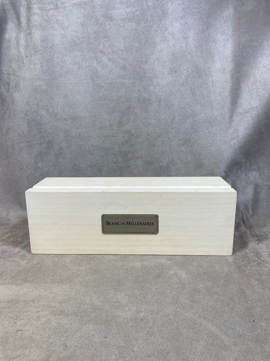 Wooden box for bottles of Charles Heidsieck Blanc des Millénaires champagne Made in France 1980s