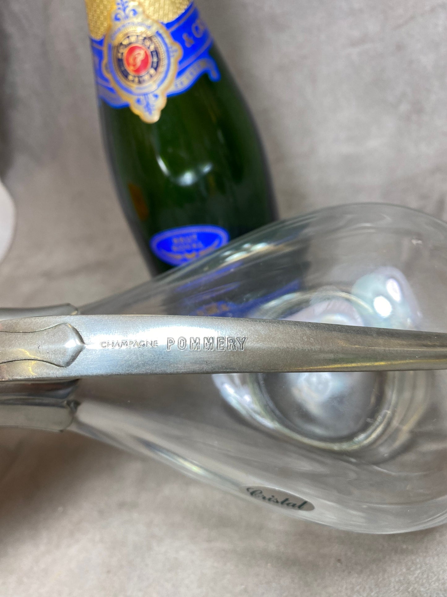 SEHR SELTENE Vintage Pommery Champagner Kristall und Zinn Dekanter Made in France 1960