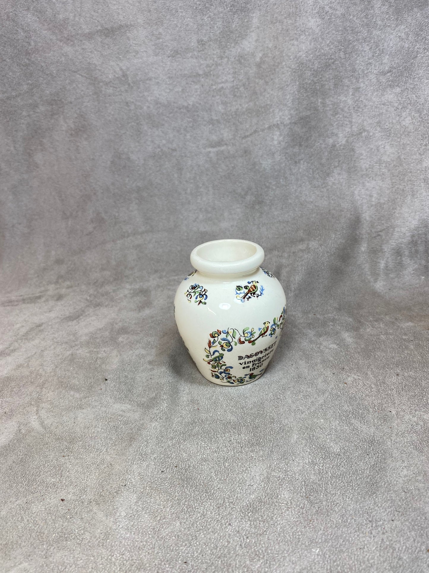 Earthenware Mustard Pot by Digoin &amp; Sarreguemines, Pikarome Mustard with Fine Vinegar, Dagousset Vinegar Pots, Made in France, Vintage 1970