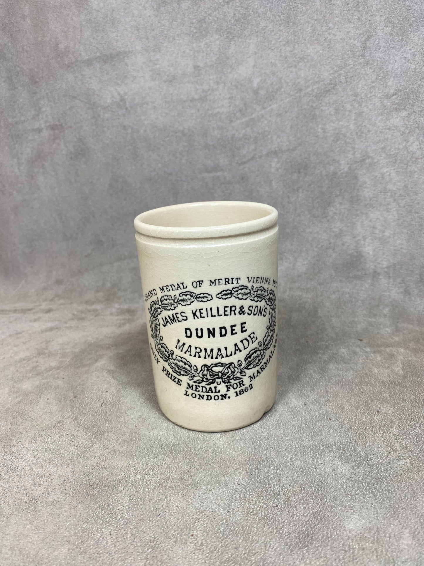 VERY RARE Antique James Keiller & Son Ltd Grès DUNDEE 1lb Orange Marmelade Jar,-Ancien Pot à Confiture en Faience Anglaise- XIXe