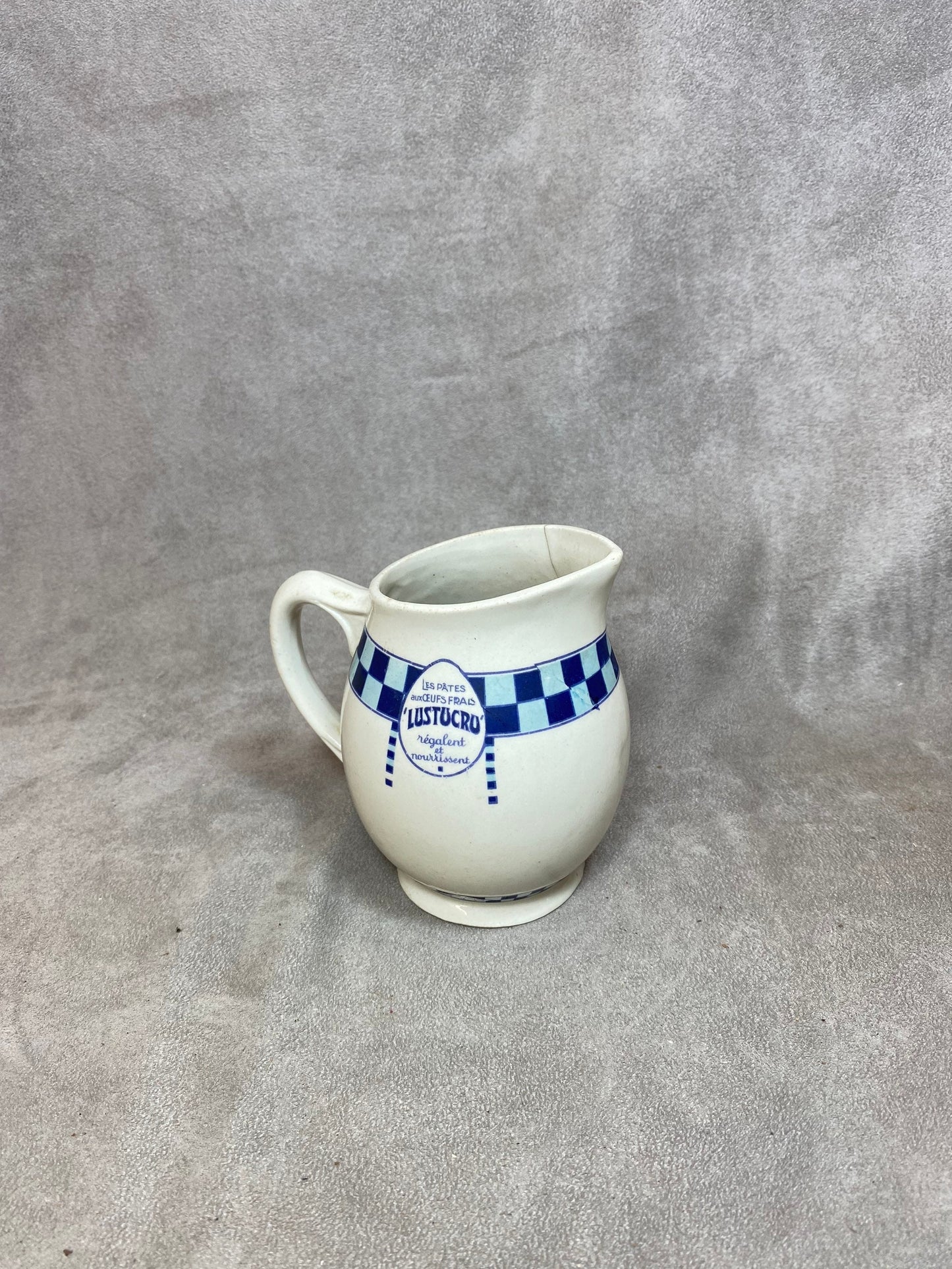 Lustucru advertising pitcher by Georges Dreyfus, old ceramic Made in France