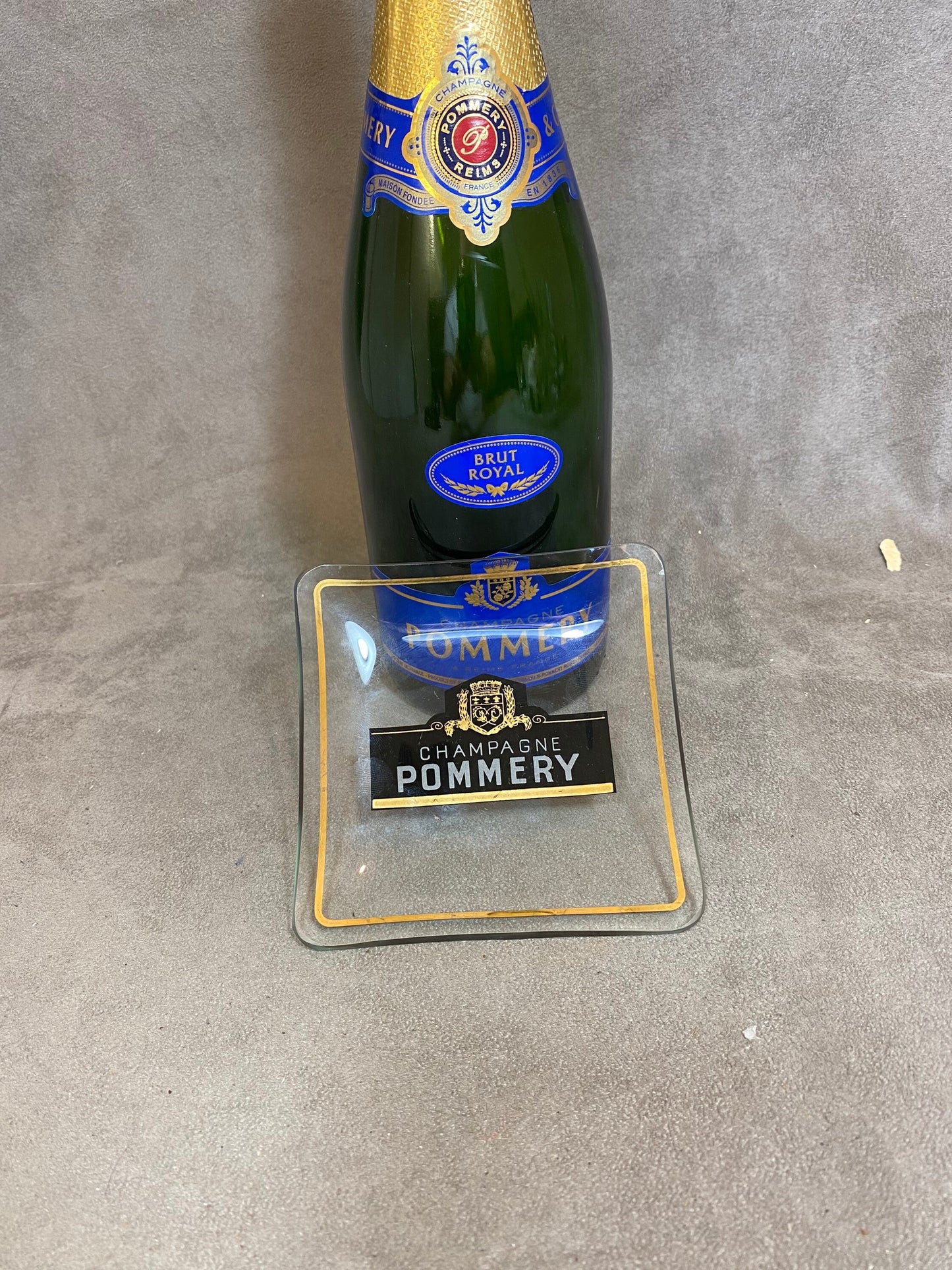 POMMERY vintage champagne ashtray in glass Made in France