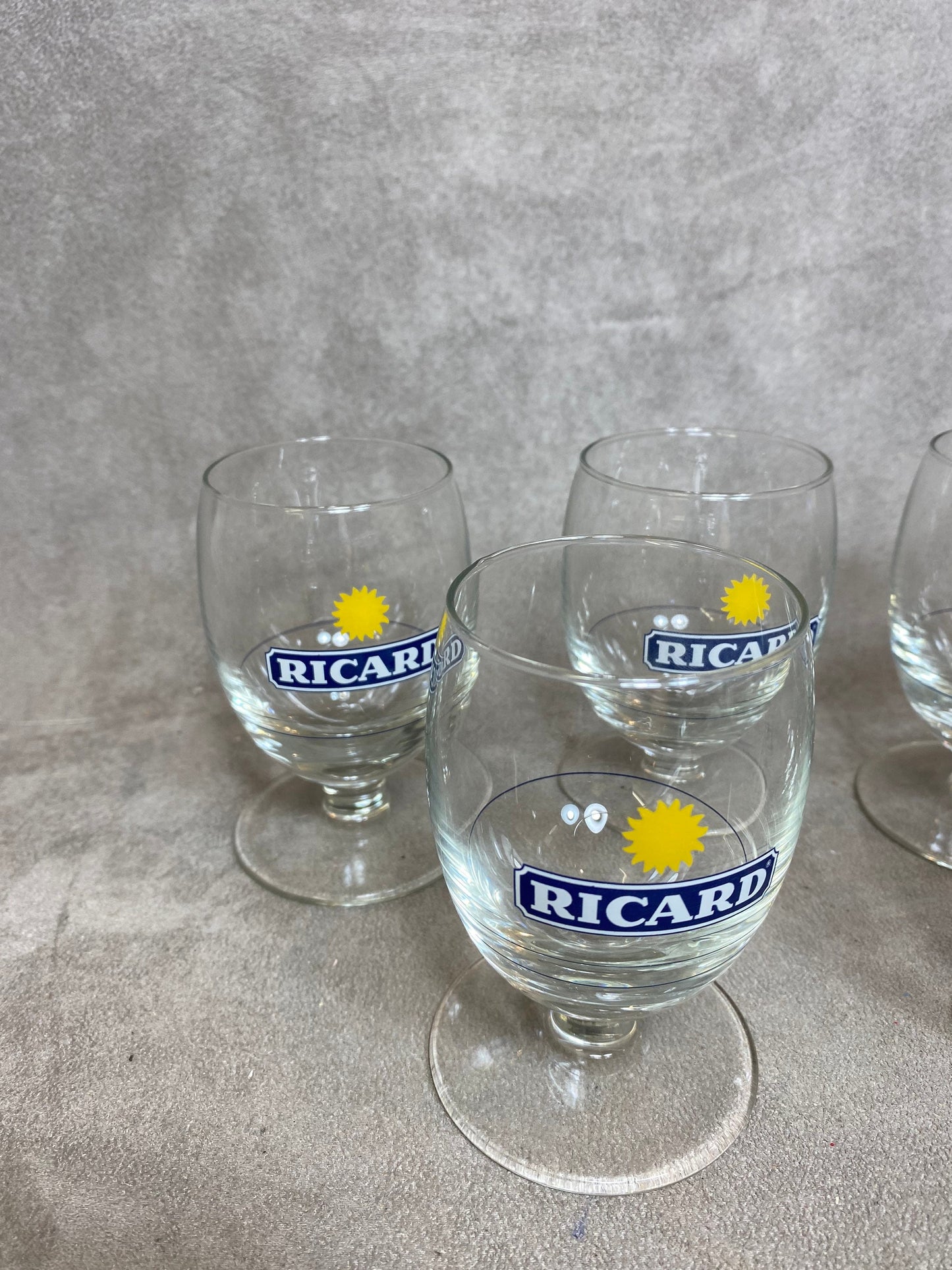 Set of 6 vintage RICARD balloon glasses advertising items | Made in France | 1990s