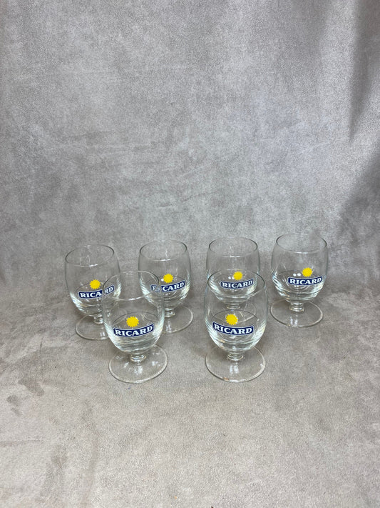 Set of 6 vintage RICARD balloon glasses advertising items | Made in France | 1990s