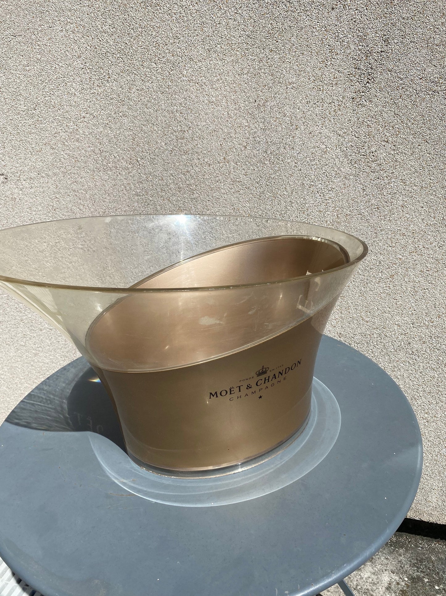 RARE Möet &amp; Chandon vintage 1990 plexiglass champagne bucket basin Made in France