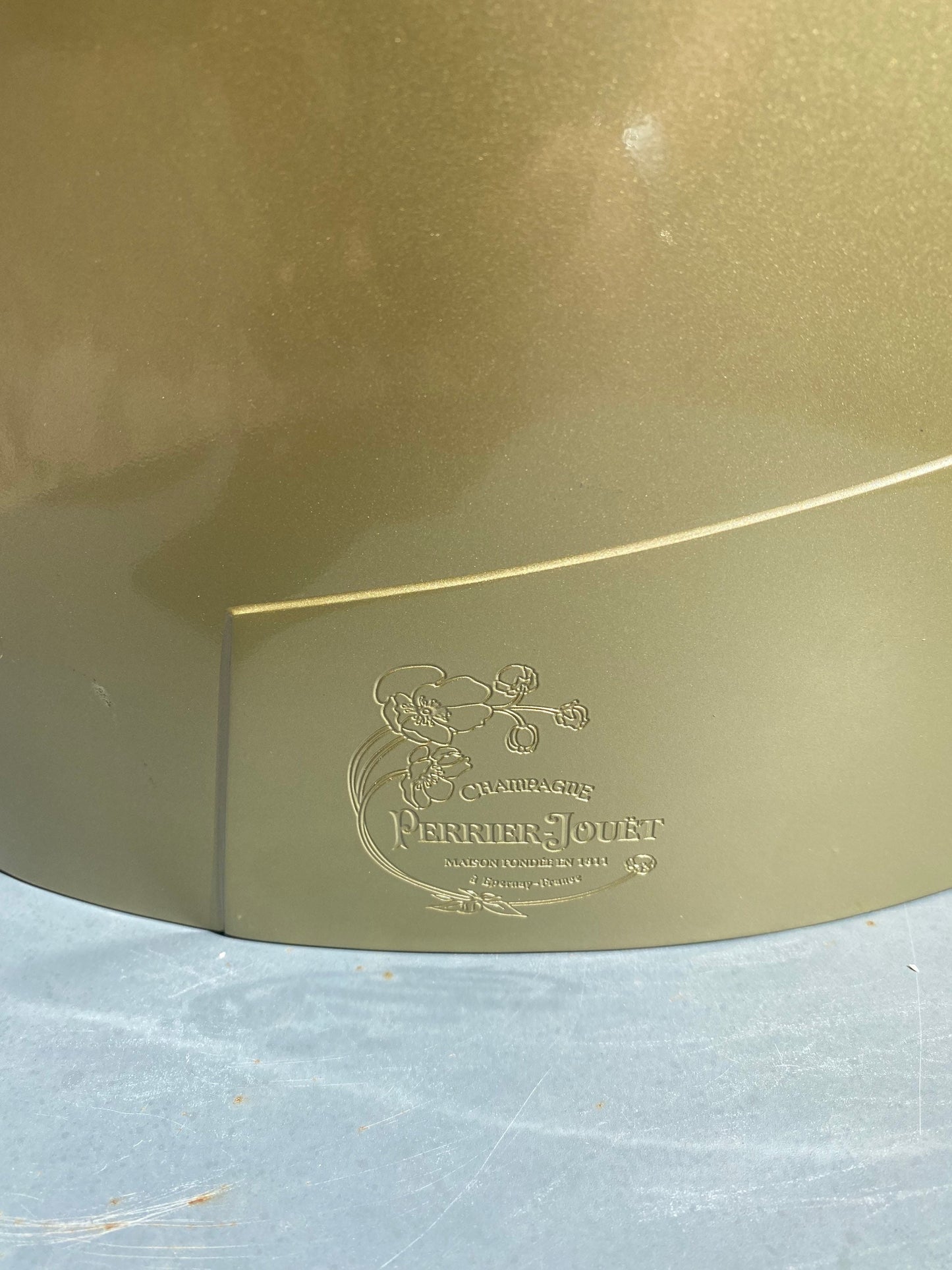 RARE Perrier-Jouët Green Metal Champagne Bucket Perrier-Jouet 1990s