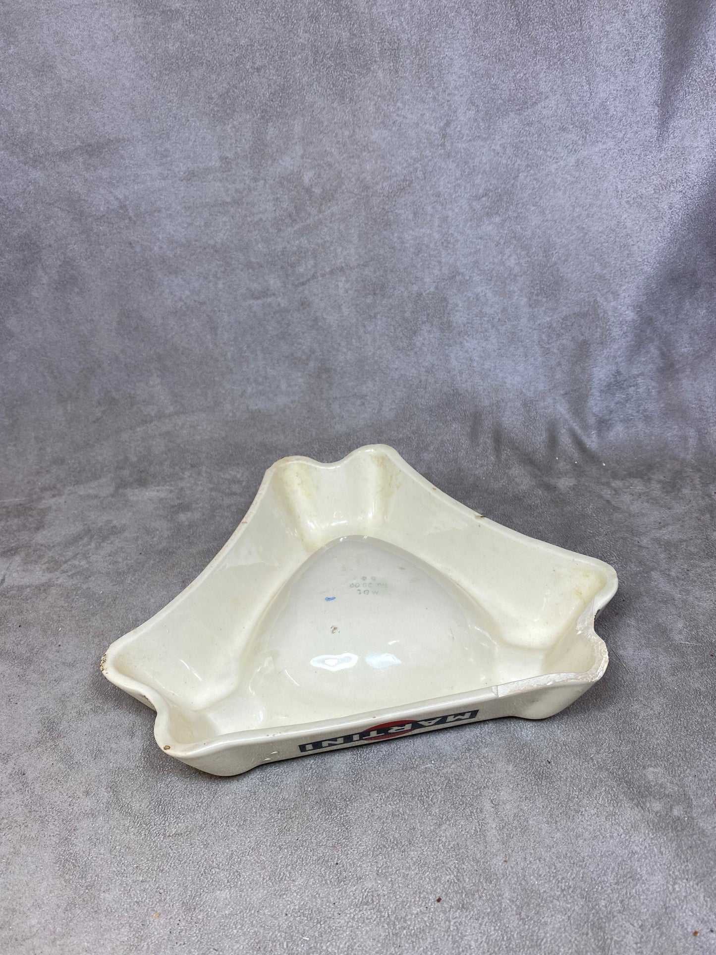 XXL MARTINI vintage advertising ashtray in beige earthenware Made in France 1960s