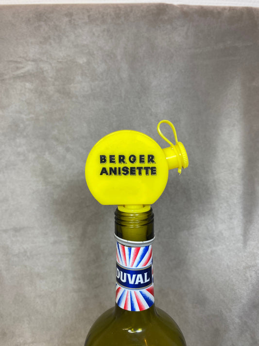 Yellow plastic Berger water and cork stopper, vintage, 1970s
