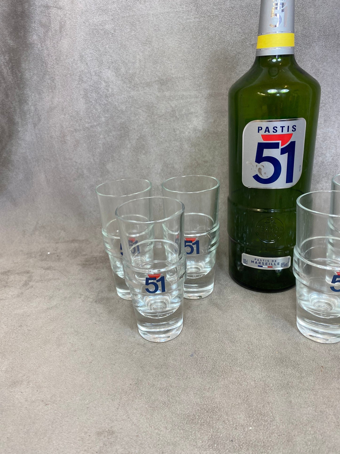 Set of 6 Pastis glasses Pastis 51 in vintage retro glass Made in France 1970s