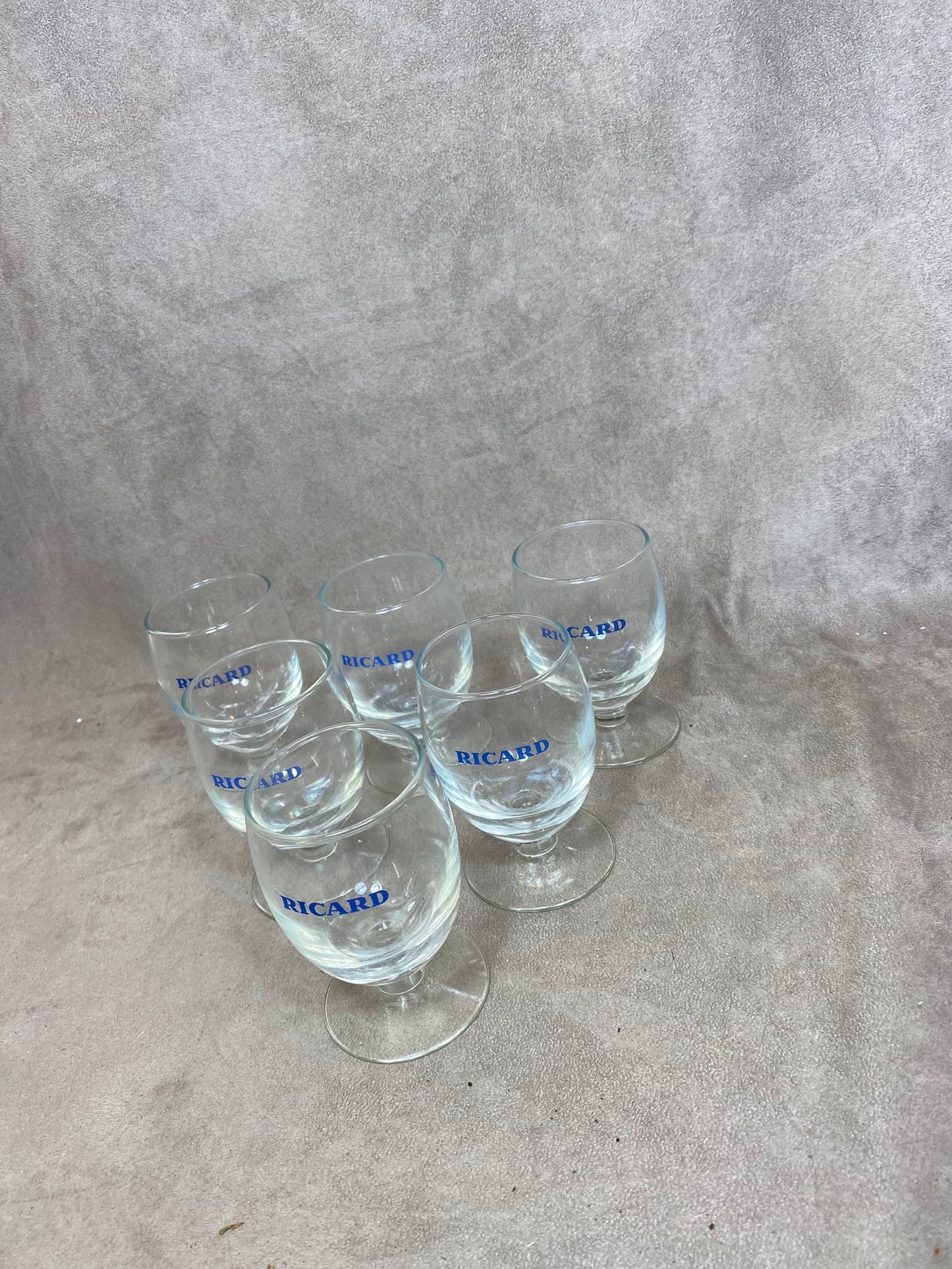 Set of 6 vintage RICARD balloon glasses advertising items | Made in France | 1990s