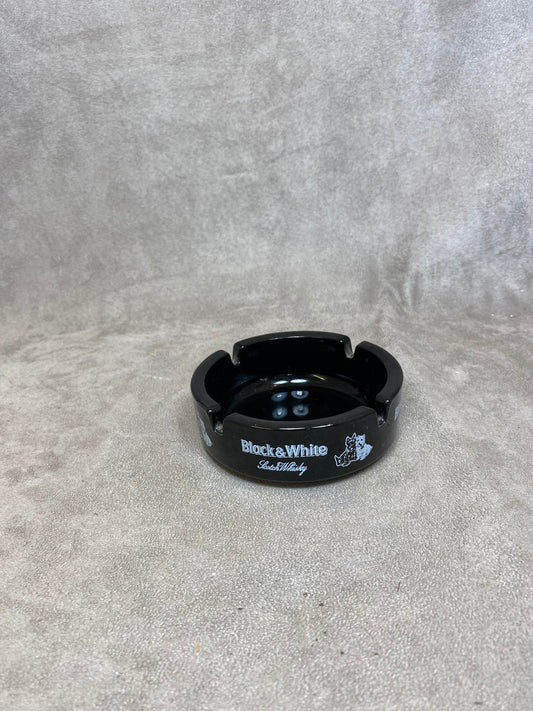 Black&amp;White Whisky Vintage Glass Ashtray 1990s