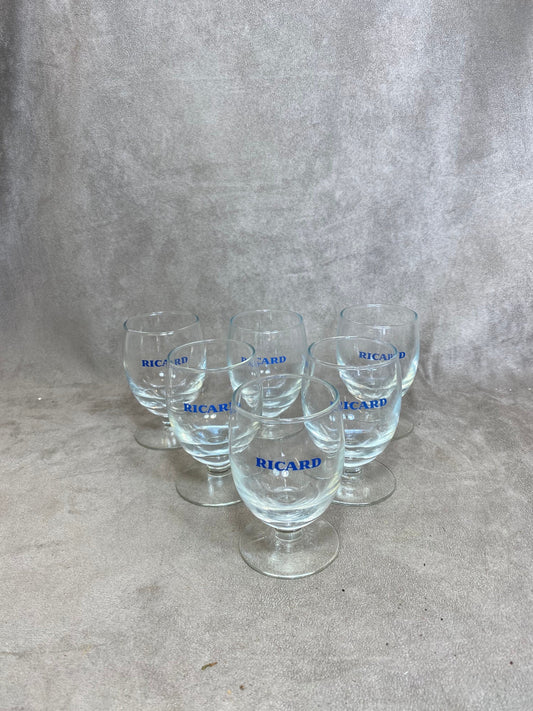 Set of 6 vintage RICARD balloon glasses advertising items | Made in France | 1990s