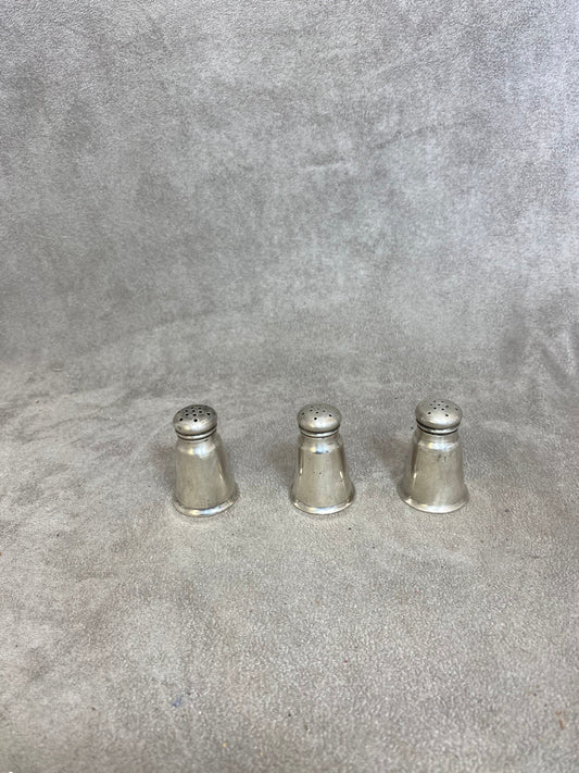 Set of 3 Salt Cellars in solid 925 sterling silver 1950s