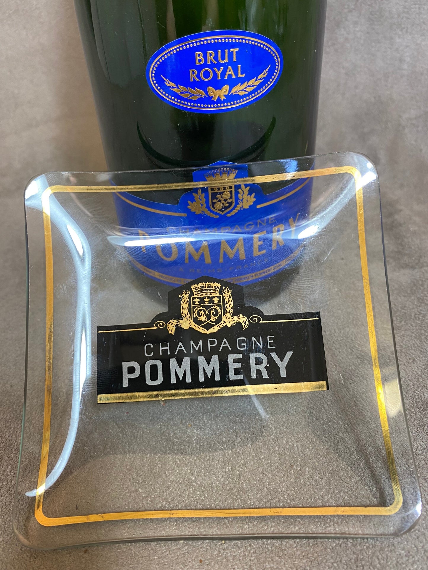 POMMERY vintage champagne ashtray in glass Made in France