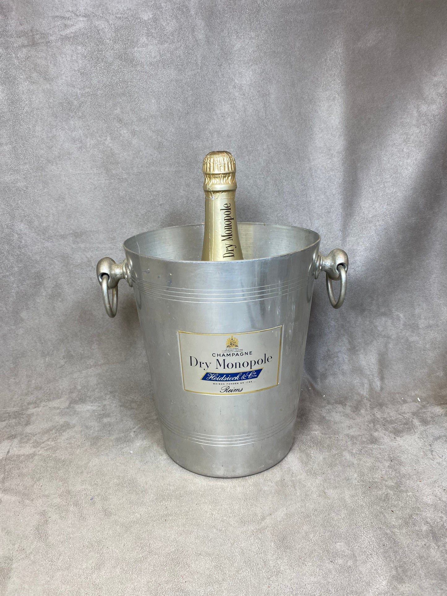 Seau à champagne pour magnum Heidsieck&Co Dry Monopole en métal vintage