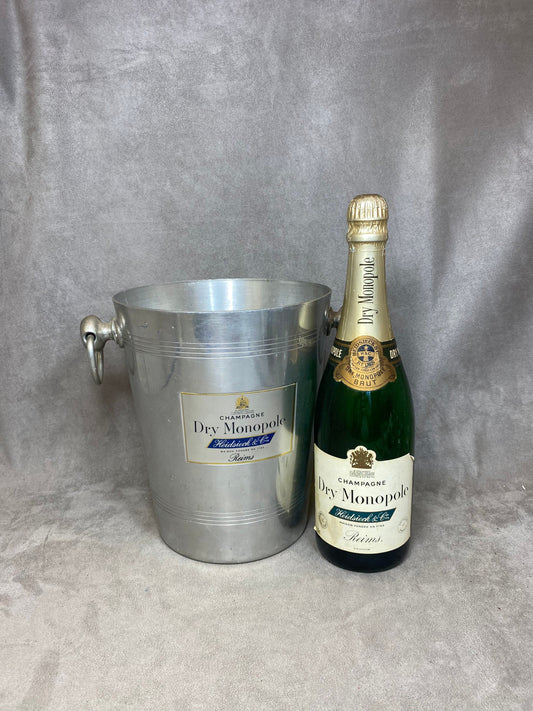 Seau à champagne pour magnum Heidsieck&Co Dry Monopole en métal vintage