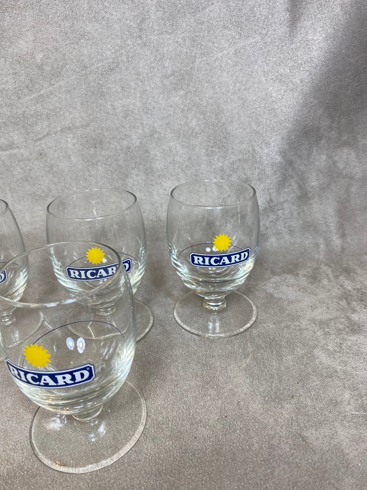 Set of 6 vintage RICARD balloon glasses advertising items | Made in France | 1990s