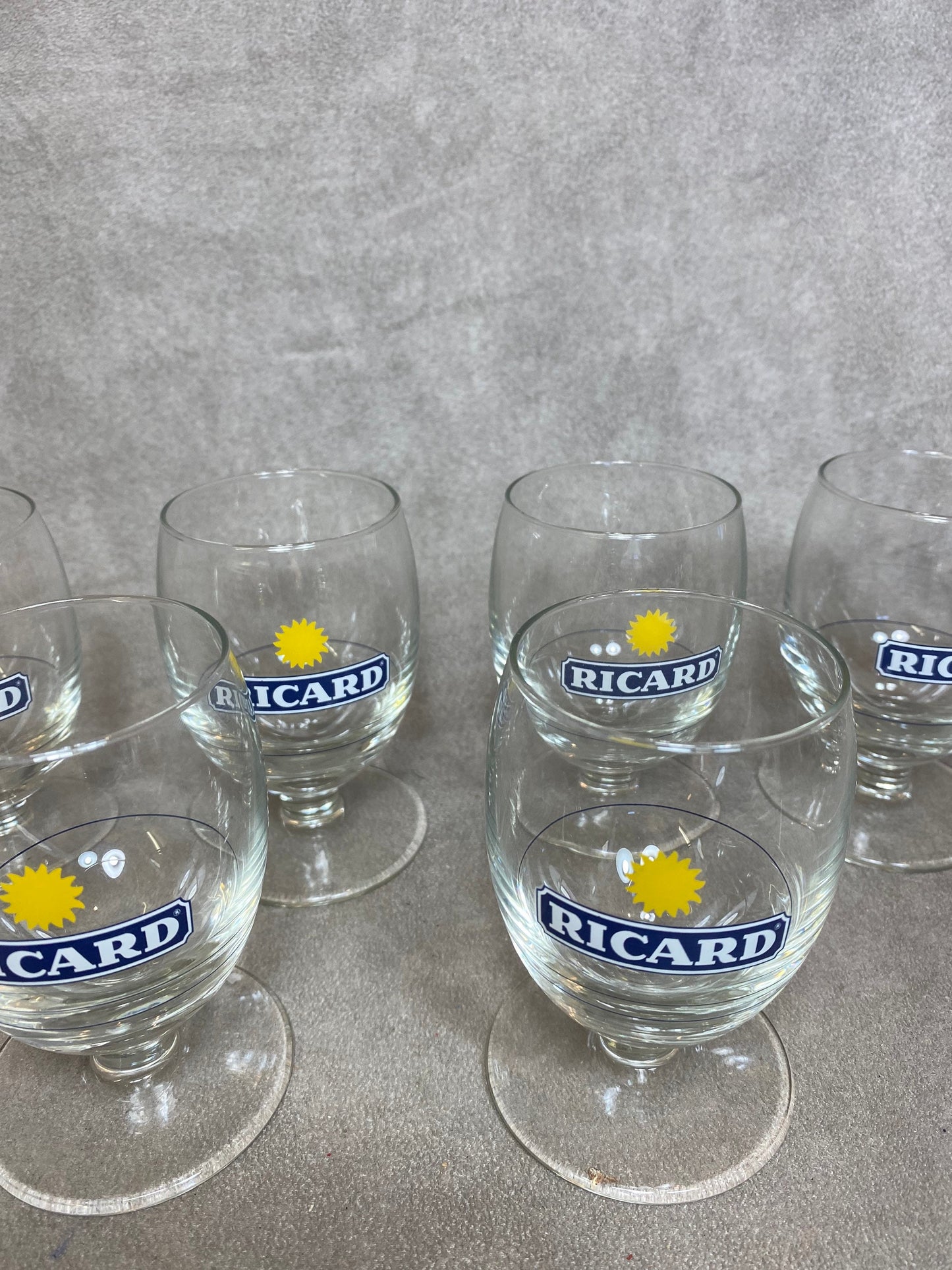 Set of 6 vintage RICARD balloon glasses advertising items | Made in France | 1990s