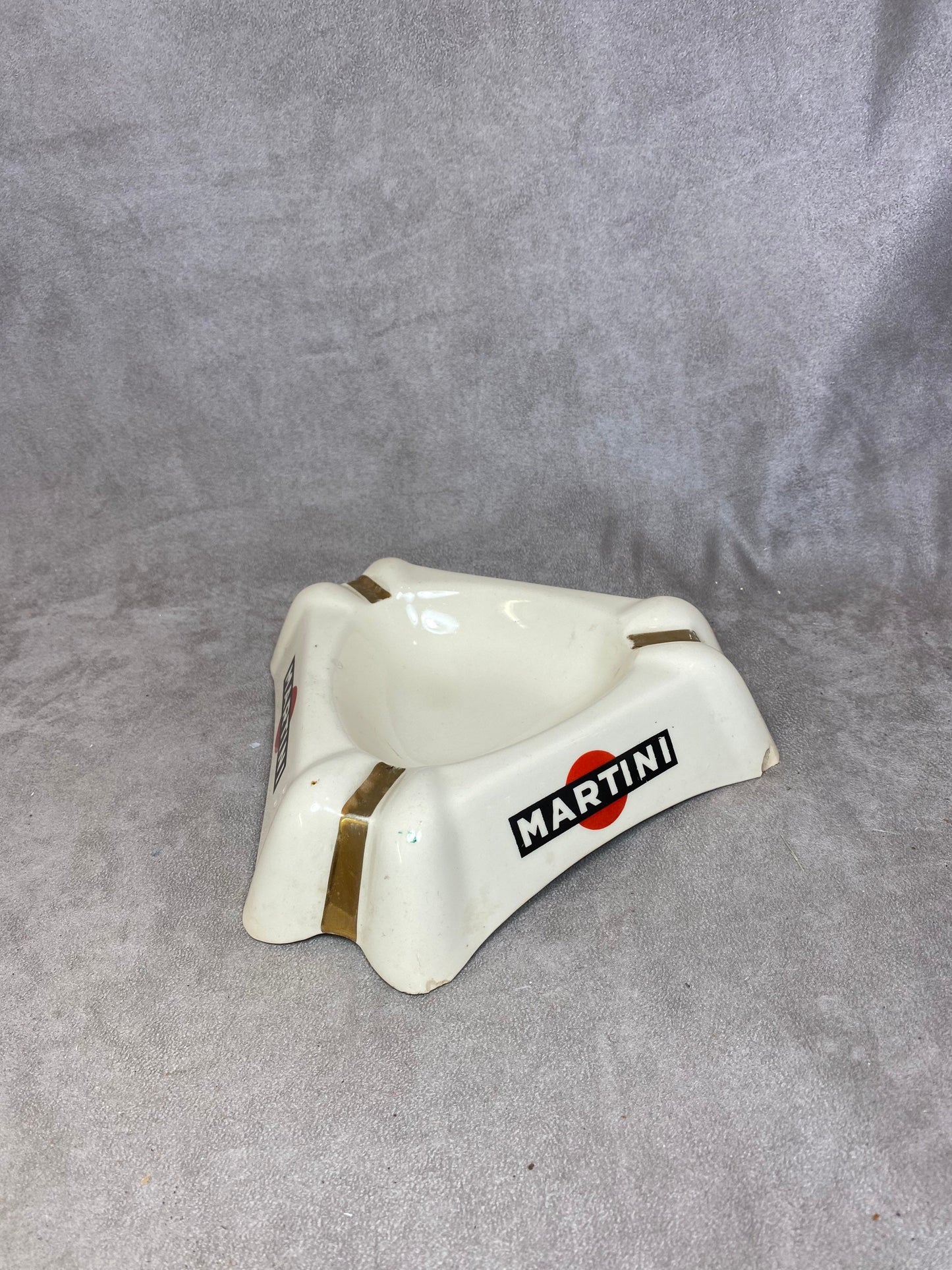 XXL MARTINI vintage advertising ashtray in beige earthenware Made in France 1960s