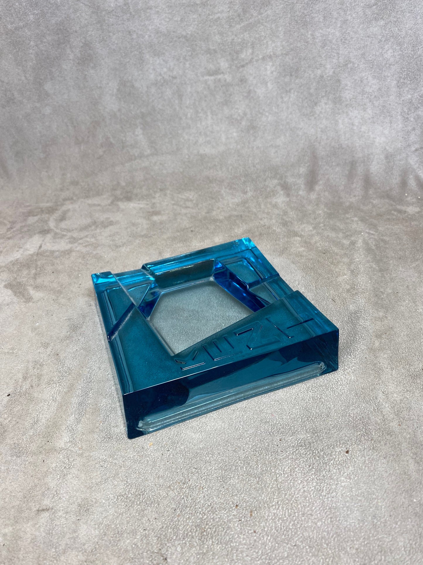 RARE KENT cigarette ashtray in blue glass vintage Art Deco 1930 Made in France