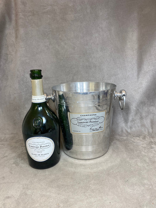 Seau à champagne en aluminium Laurent-Perrier vintage made in france Années 1970