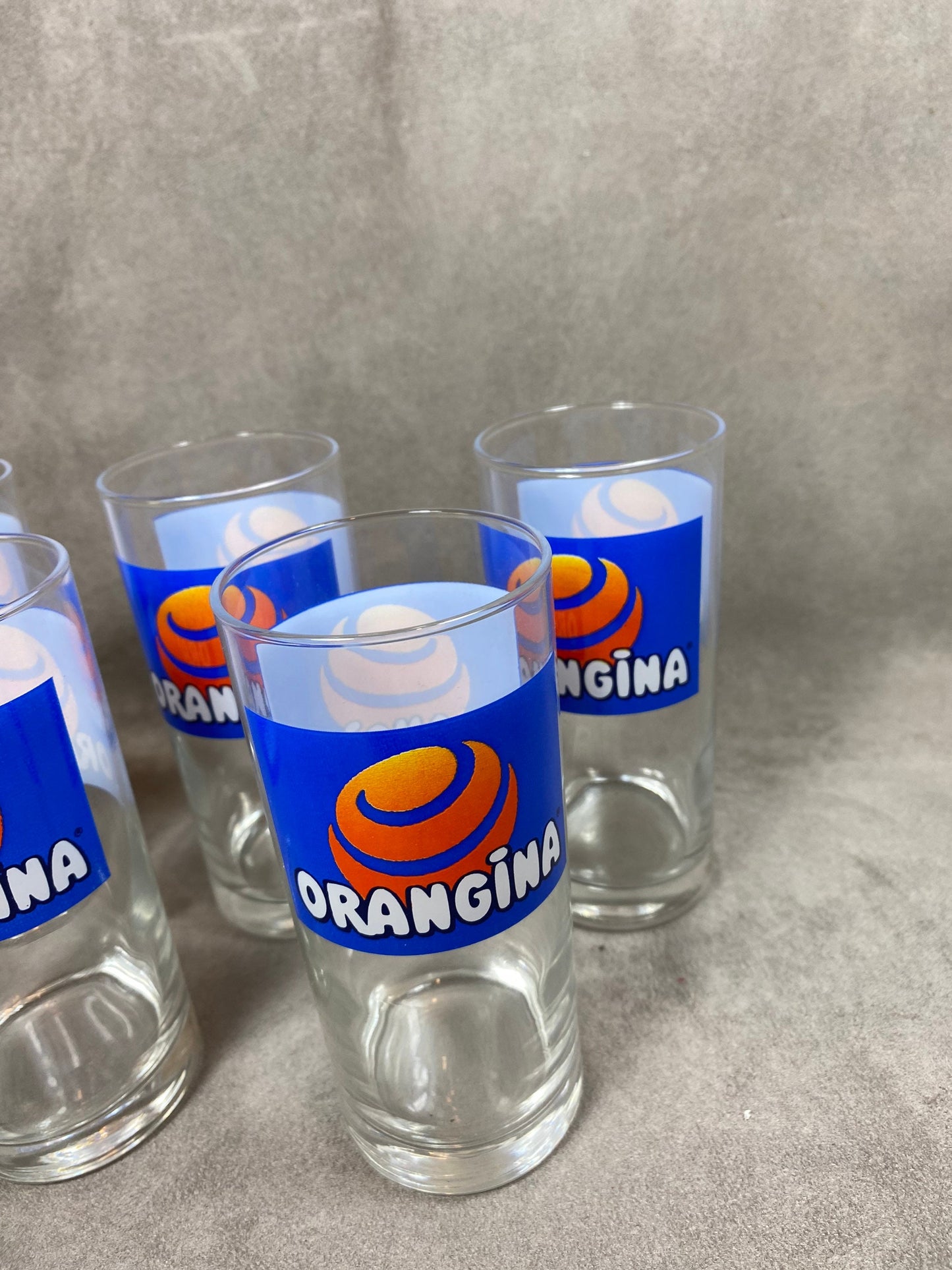 Set of 5 Orangina glasses in vintage glass Made in France