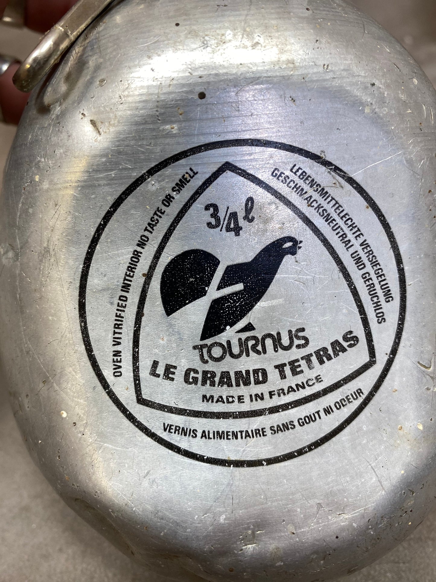 Le Grand Tétras aluminum bottle with vintage mechanical cap, capacity 0.5 liters, Made in France
