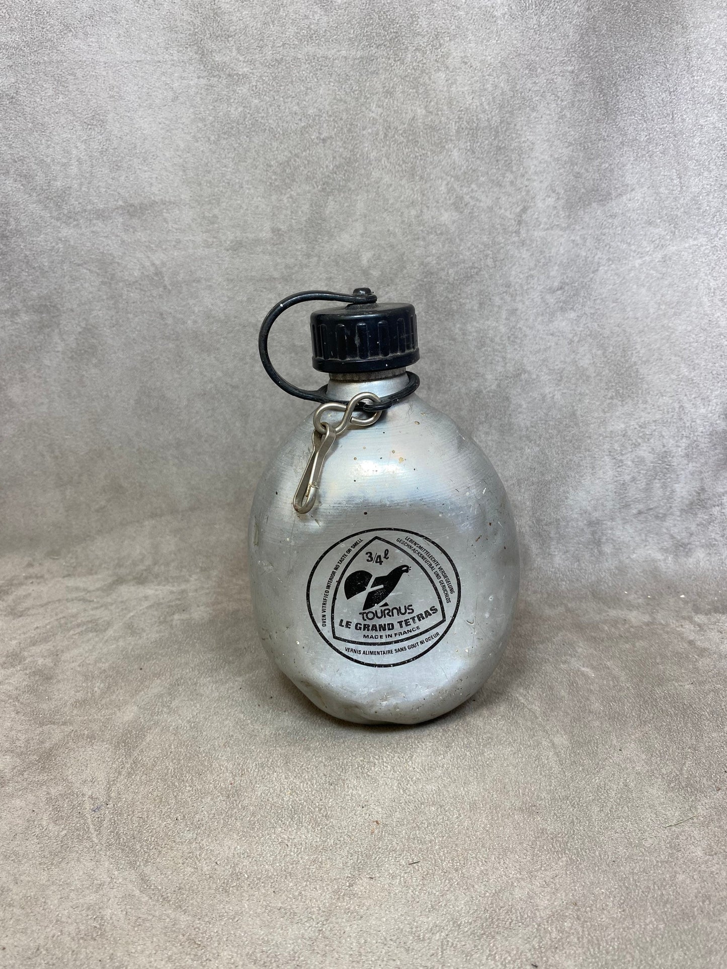 Le Grand Tétras aluminum bottle with vintage mechanical cap, capacity 0.5 liters, Made in France