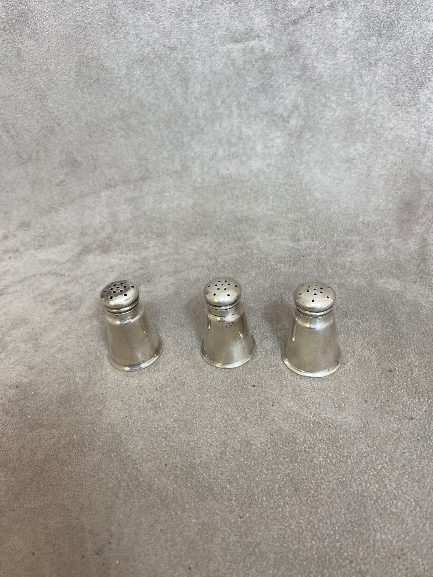 Set of 3 Salt Cellars in solid 925 sterling silver 1950s